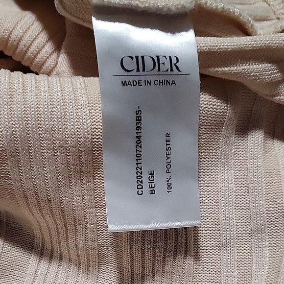 Cider Beige Ribbed Cutout Bodysuit Long Sleeve Bodycon Women’s Large - Picture 10 of 12